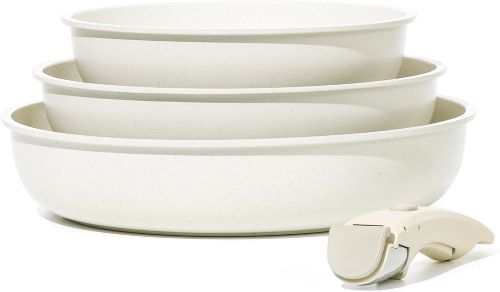 CAROTE Juego de 3 Sartenes Antiadherentes 22-26-30cm + Mango Extraible