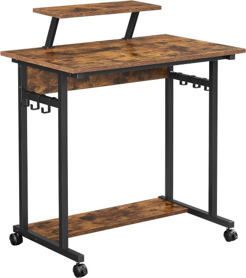 VASAGLE Escritorio, Mesa de Ordenador, Mesa de Estudio con Ruedas