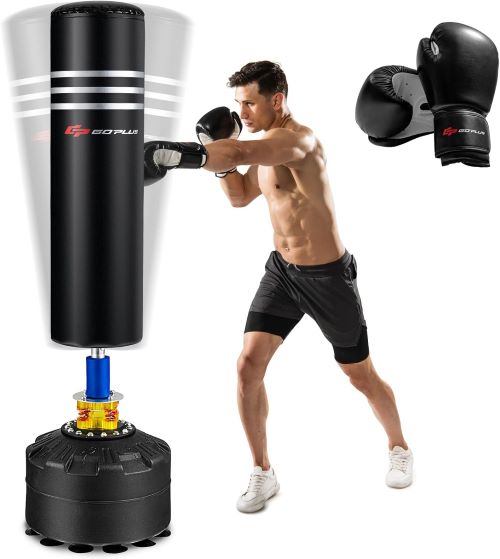 COSTWAY Saco de Boxeo de Pie 175 cm 100 kg con Soporte y Guantes