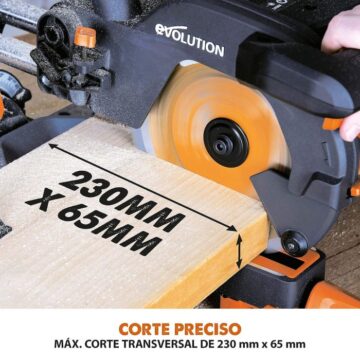 Evolution Power Tools R210SMS+ Ingletadora deslizante multimaterial de 210 mm