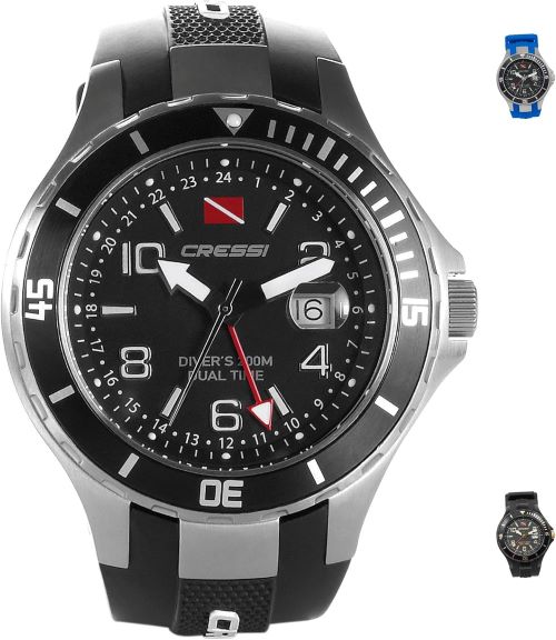 Cressi Traveller Dual Time Reloj de Buceo, Unisex Adulto