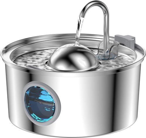 Fuente para Gatos Acero Inoxidable - 3.2L Bebedero con Ventana