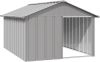 vidaXL Casa para Perros Cachorros Caseta Exterior Acero Galvanizado Gris