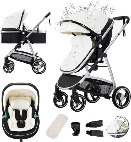 Gcarebb PU Leather 3 en 1 Cochecitos