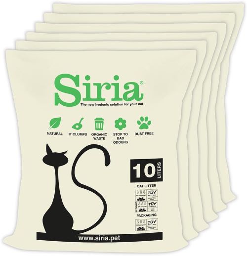 Siria-60L-Arena para Gatos Vegetal y Aglomerante-Set 6 Bolsas de 10 litros