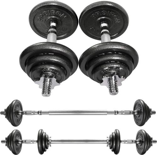 PROIRON Kit de Mancuernas Ajustables de Hierro Fundido - Juego de Pesas con Barra Conexion