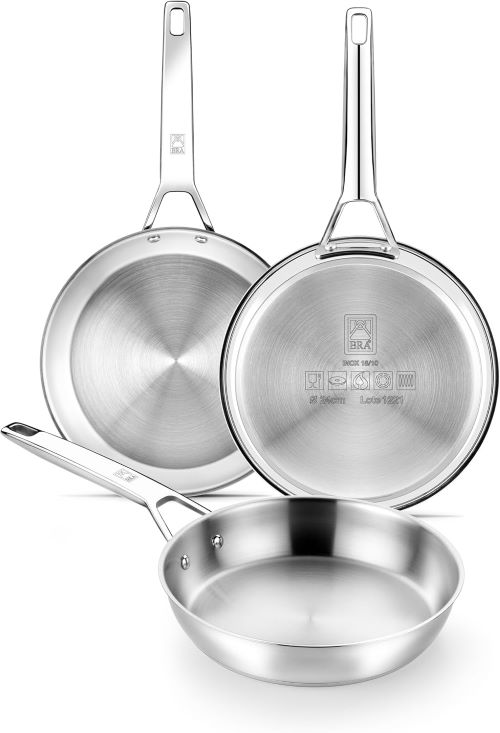 BRA Signature Set 3 Sartenes 20-24-26, Acero Inox