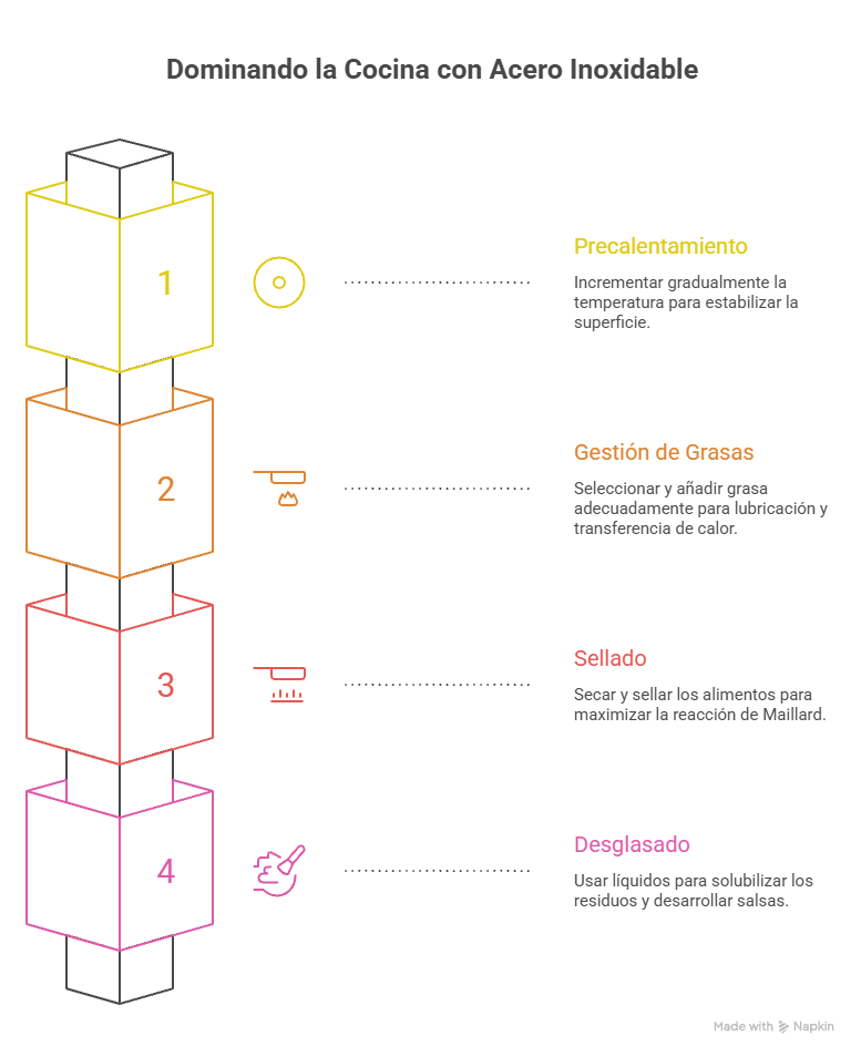 infografia Tecnicas de cocina con acero inoxidable