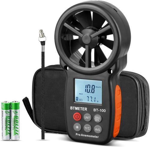BTMETER Anemómetro digital BT-100 de mano, medidor de velocidad del viento
