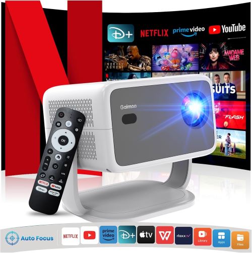 4K Proyector Netflix Oficial-Enfoque Auto-Base Giratoria 360°
