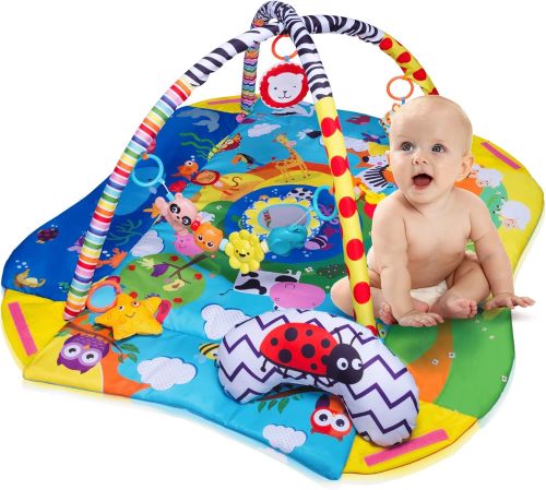 LIONELO Anika 2en1 Gimansio de Actividades 4 juguetes colgantes sonajeros 2 arcos
