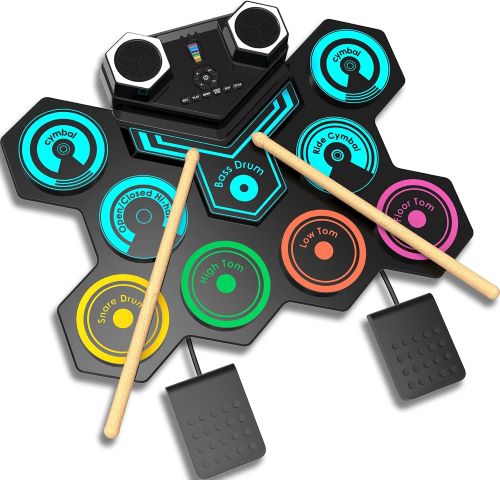 Batería Electrónica Portátil - CNAPXAIA Bateria Niños con Altavoces Estéreo