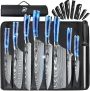 Dfito Juego de cuchillos de cocina funda enrollable 8 piezas