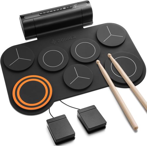Donner Electronic Drum Set, 7 Pads Electric Drum Pad Roll Up