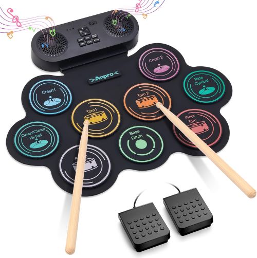 Bateria Electronica Niños, Anpro Bateria Electrónica Musical con 9 Almohadillas