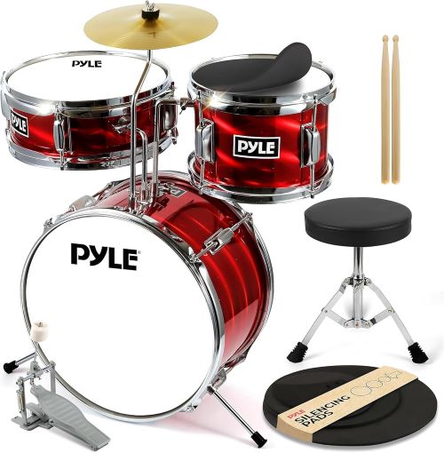 Pyle bateria infantil 5 años en adelante, Principiantes, Bombo de 13”