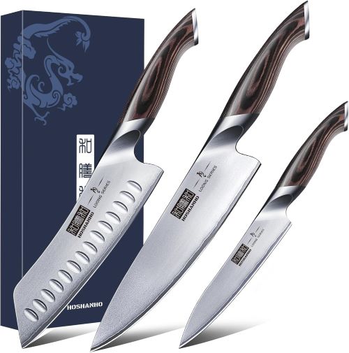 HOSHANHO Juego de Cuchillos de Cocina, Juego de cuchillos Japoneses de 3 piezas