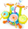 DeAO Tambor Infantil con Micrófono Real & Luces