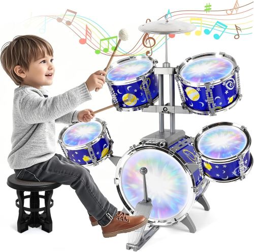 Bateria Infantil Musicales Niños con Luces, Kit de Tambores Infantil
