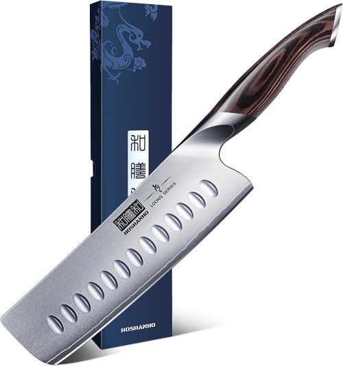 HOSHANHO Cuchillo Nakiri de 18 CM, Cuchillo de Cocina Japones de Acero