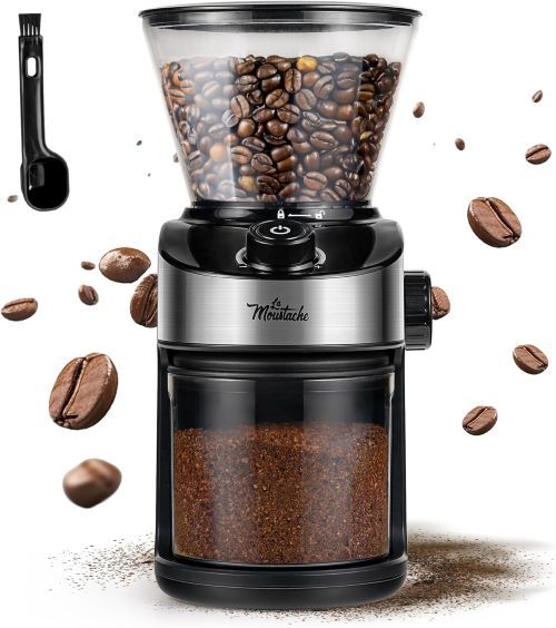 La Moustache - Molinillo de Café Eléctrico 200W con Mecanismo Plano de Acero
