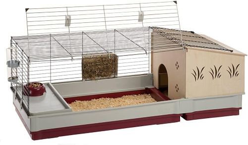 Ferplast Jaula Conejos KROLIK 140 Plus - Espaciosa Casa de Madera Extraíble