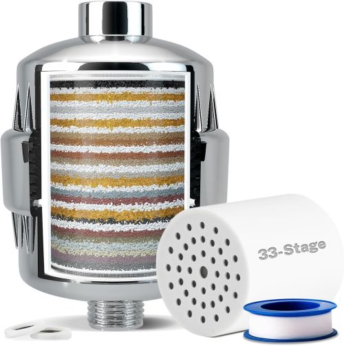 iSpring SF2S Filtro de Ducha de 33 Etapas, Filtro Universal de Alta Capacidad