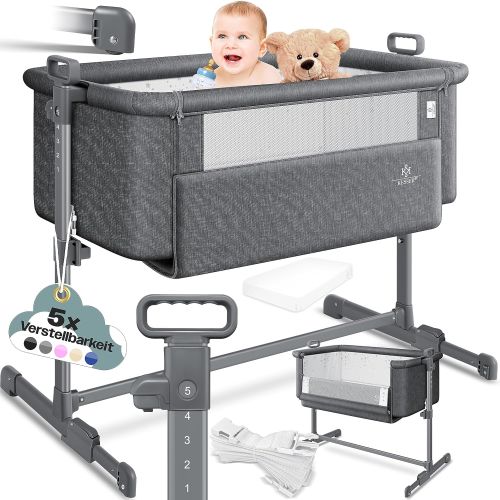 KESSER® Cama supletoria Hubi 3en1, colecho para bebé con colchón Blando