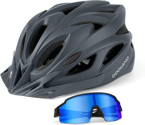 Odoland Casco de Bicicleta Flash con Gafas de Ciclismo