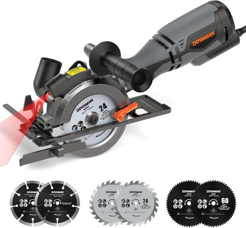 DOVAMAN Mini Sierra Circular con Láser, 710W, 3500rpm