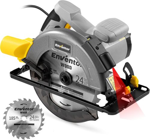 Enventor 1400W Sierra Circular con Guia, Sierra Circular de Mano 6000RPM