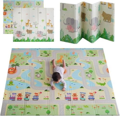 MIKMEL Alfombra Bebe Acolchada Plegable Reversible