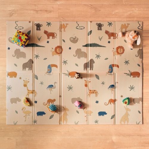 Nuby - Alfombra Bebe Acolchada Plegable Reversible Safari
