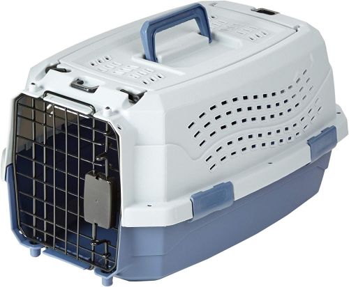 Amazon Basics Gato Trasportín de 2 puertas con carga superior, 48 cm, Azul