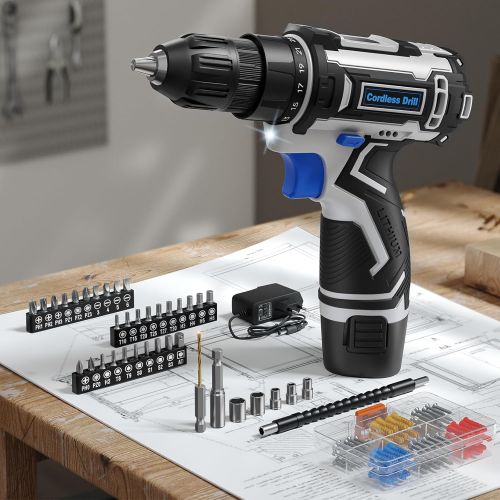 12V Destornillador Electrico, Taladro Atornillador Batería Max 25NM