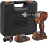 BLACK+DECKER Taladro percutor sin escobillas de 18V y 2 marchas