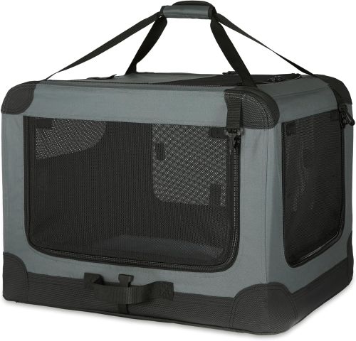 Amazon Basics Transportín portátil plegable de 4 puertas para Gatos, perros