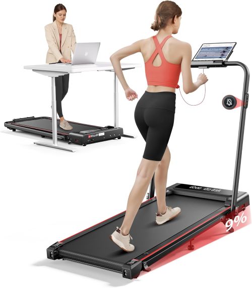  4 en 1 Cinta de Correr Plegable con Inclinación 9%, TOPUTURE 2.5HP