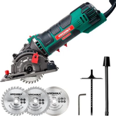 HYCHIKA Mini Sierra Circular Manual de 500W e 4500 rpm