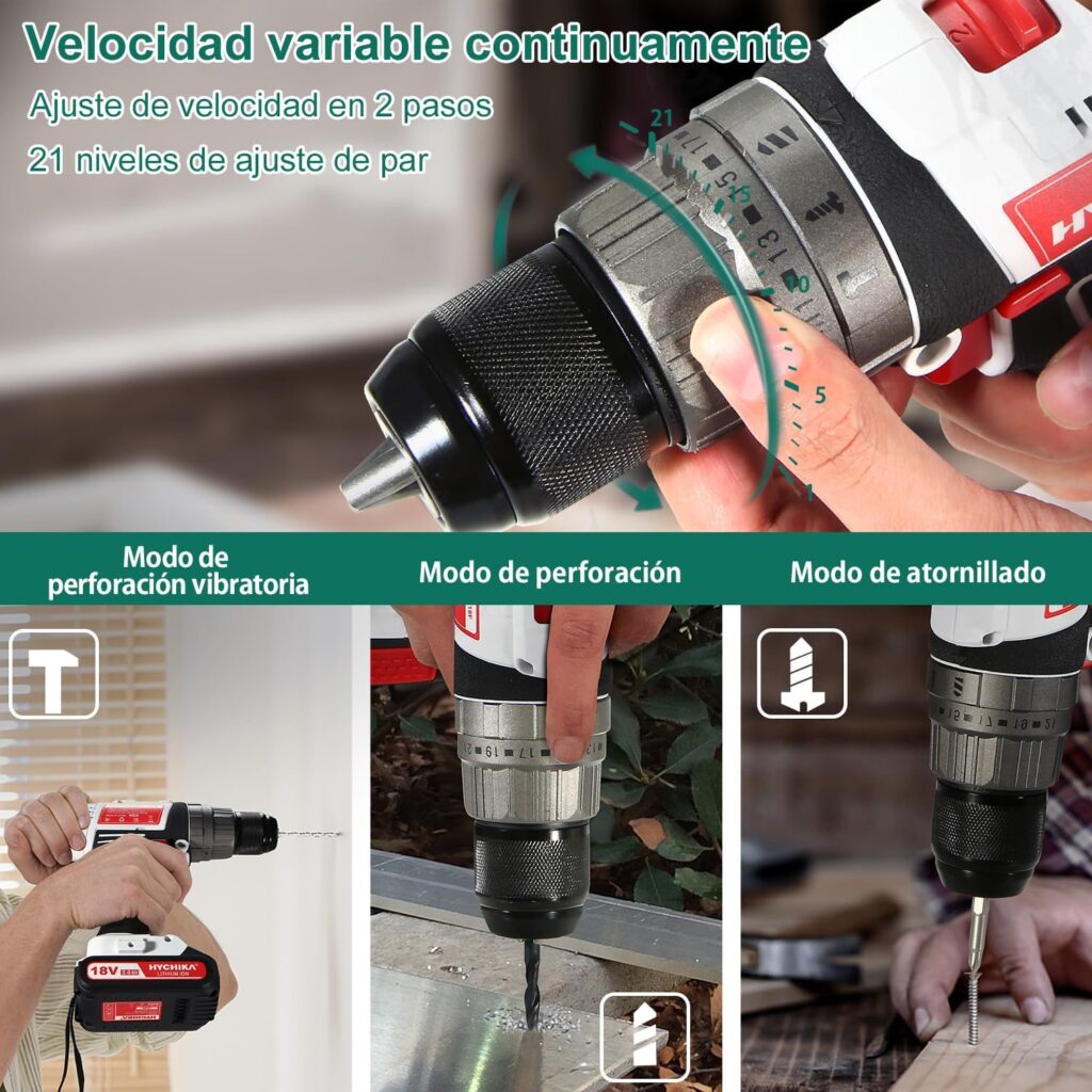 HYCHIKA Taladro Percutor a Batería 18 V 3