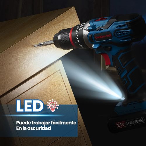 Taladro Percutor a Bateria, 21V Destornillador Electrico, 45Nm 2