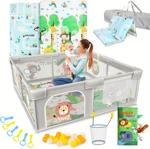 Parque infantil colorido con bebé.
