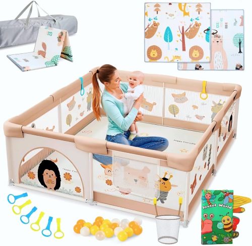 Parque infantil colorido con bebé
